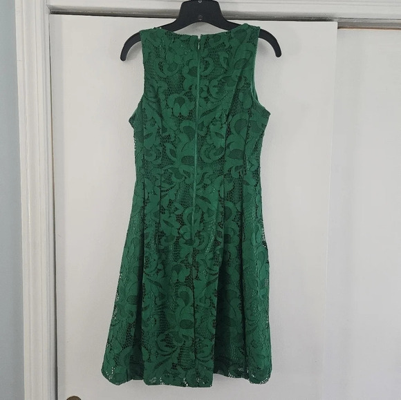 New York & Company Eva Mendes Emerald Green Sleeeless Lace 4 Aline Dress - Picture 4 of 11